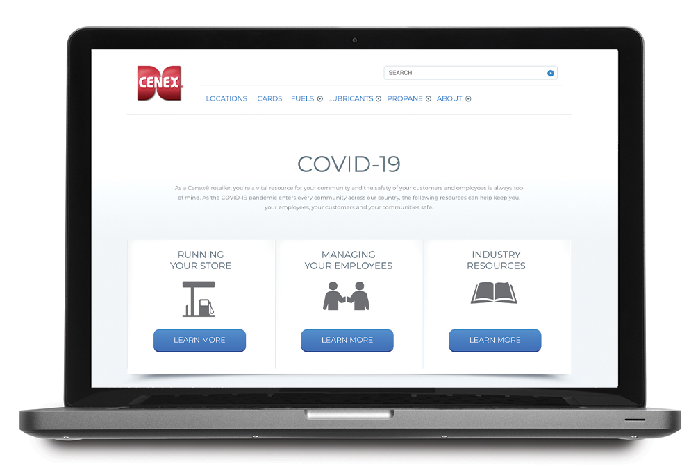 laptop with Cenex covid-19 response website